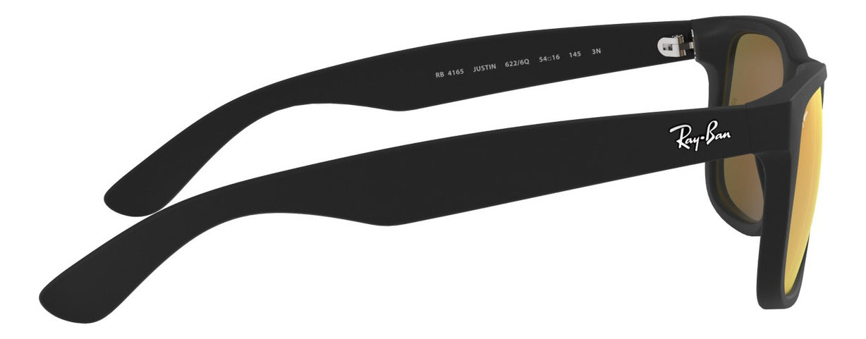 Gafas de Sol Ray Ban Justin Negras Unisex Lentes Naranjas RB4165