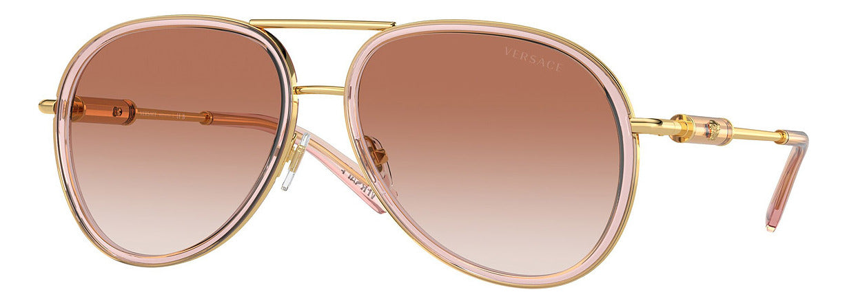 Gafas Doradas Versace Mujer Lentes Marrón VE2260