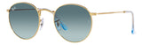 Gafas de Sol Ray Ban Round Metal Doradas Unisex Lentes Azules RB3447 - 001/3M50