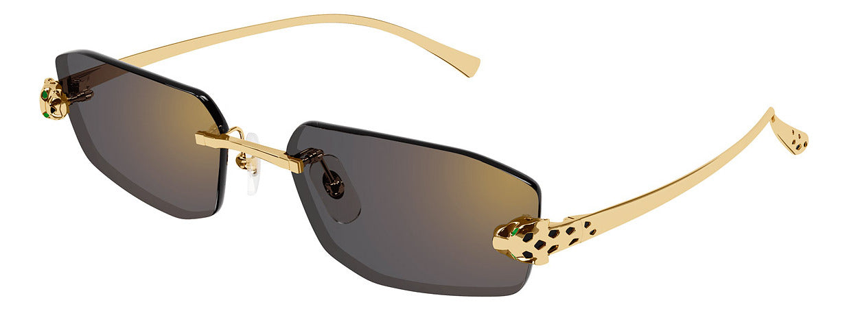 Gafas Doradas de Sol Panthère de Cartier Unisex Lentes Grises CT0474S