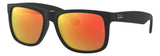 Gafas de Sol Ray Ban Justin Negras Unisex Lentes Naranjas RB4165
