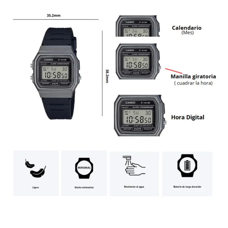 Reloj Casio F-91WM-1BDF