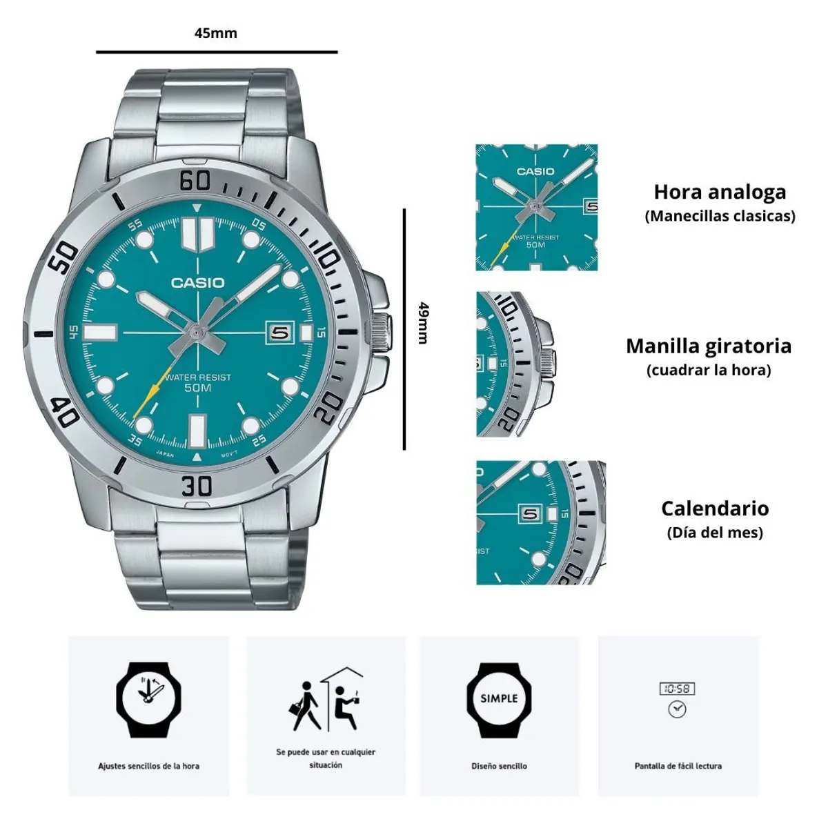 Reloj Casio Hombre MTP-VD01D-3E2VUDF
